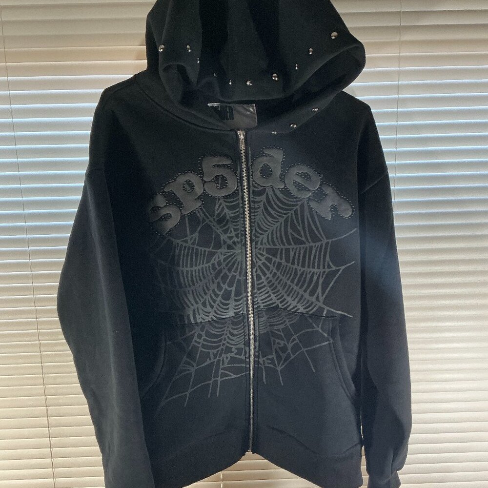 Spyder Black Hoodie with Web Design PLEASE MAKE AN OFFER!!!